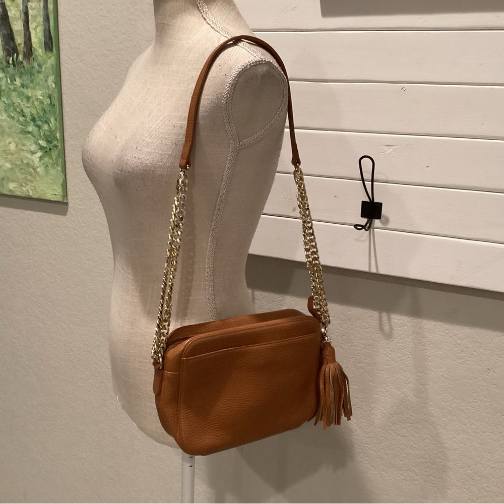 NWOT 14th & Union, Genuine Leather,Chain Link Strap / Tassel CB Handbag